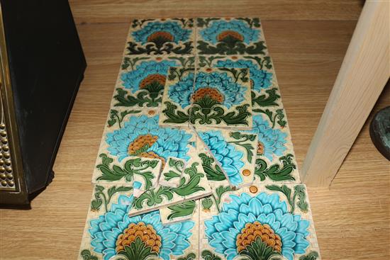 A set of ten moulded Minton Hollins tiles